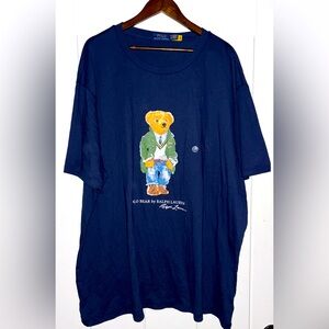 Polo Ralph Lauren Men Bear Logo Cotton Jersey Single‎ Stitch Navy T- Shirt 3XB